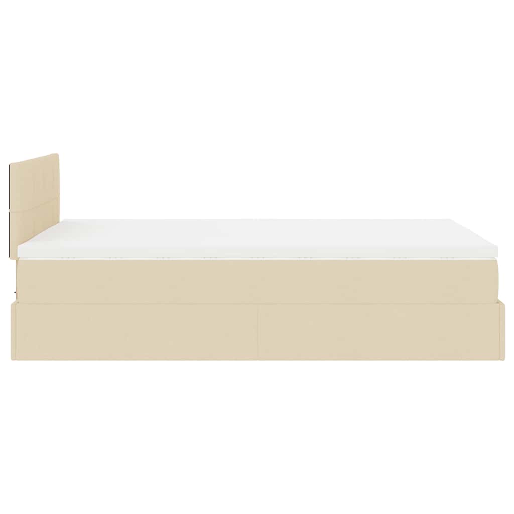 vidaXL Οθωμανικό κρεβάτι με στρώμα & LEDs Cream 120x190cm ύφασμα