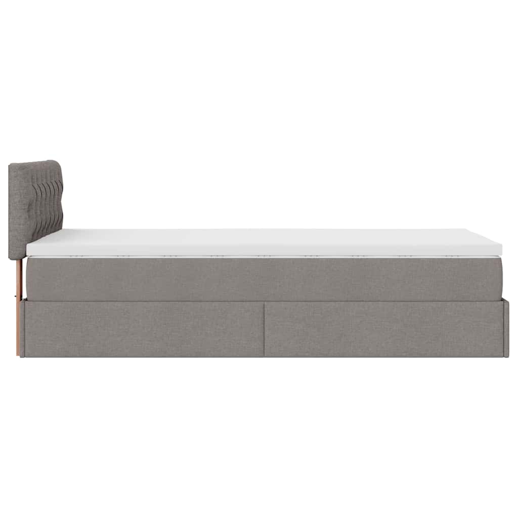 vidaXL Οθωμανικό κρεβάτι με στρώμα & LEDs Taupe 90x190cm ύφασμα