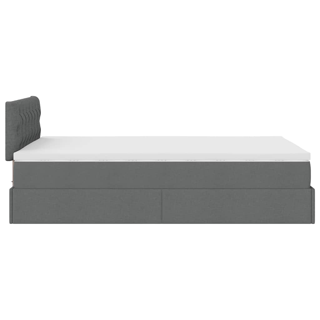 vidaXL Οθωμανικό κρεβάτι με στρώμα & LEDs Σκούρο γκρι 120x200cm Ύφασμα