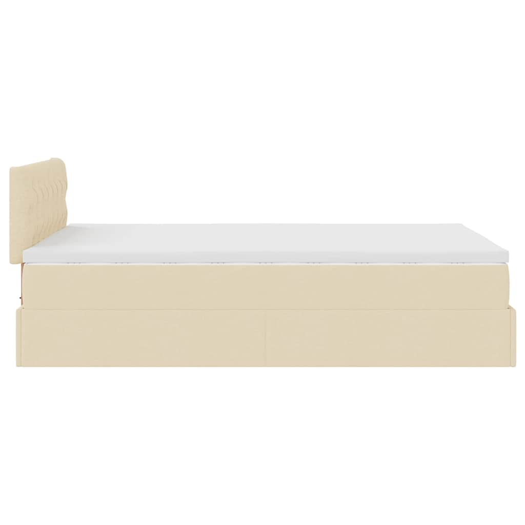 vidaXL Οθωμανικό κρεβάτι με στρώμα & LEDs Cream 120x200cm ύφασμα