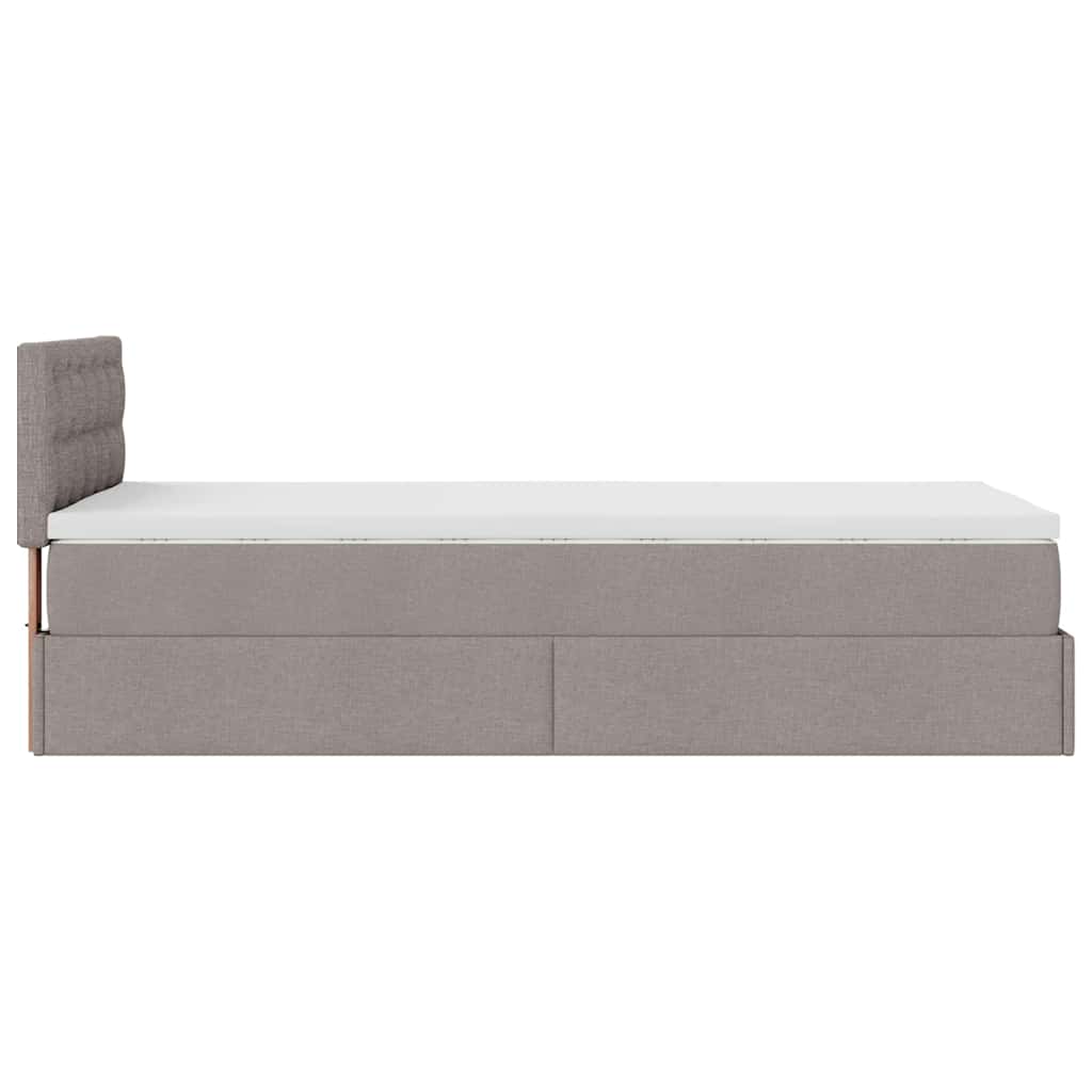 vidaXL Οθωμανικό κρεβάτι με στρώμα & LEDs Taupe 80x200cm ύφασμα