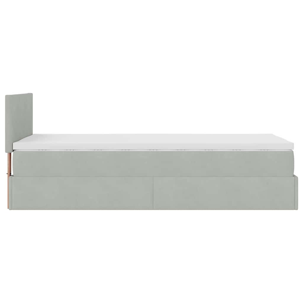 vidaXL Οθωμανικό κρεβάτι με στρώμα&LEDs Ανοιχτό γκρι 80x200cm Βελούδο