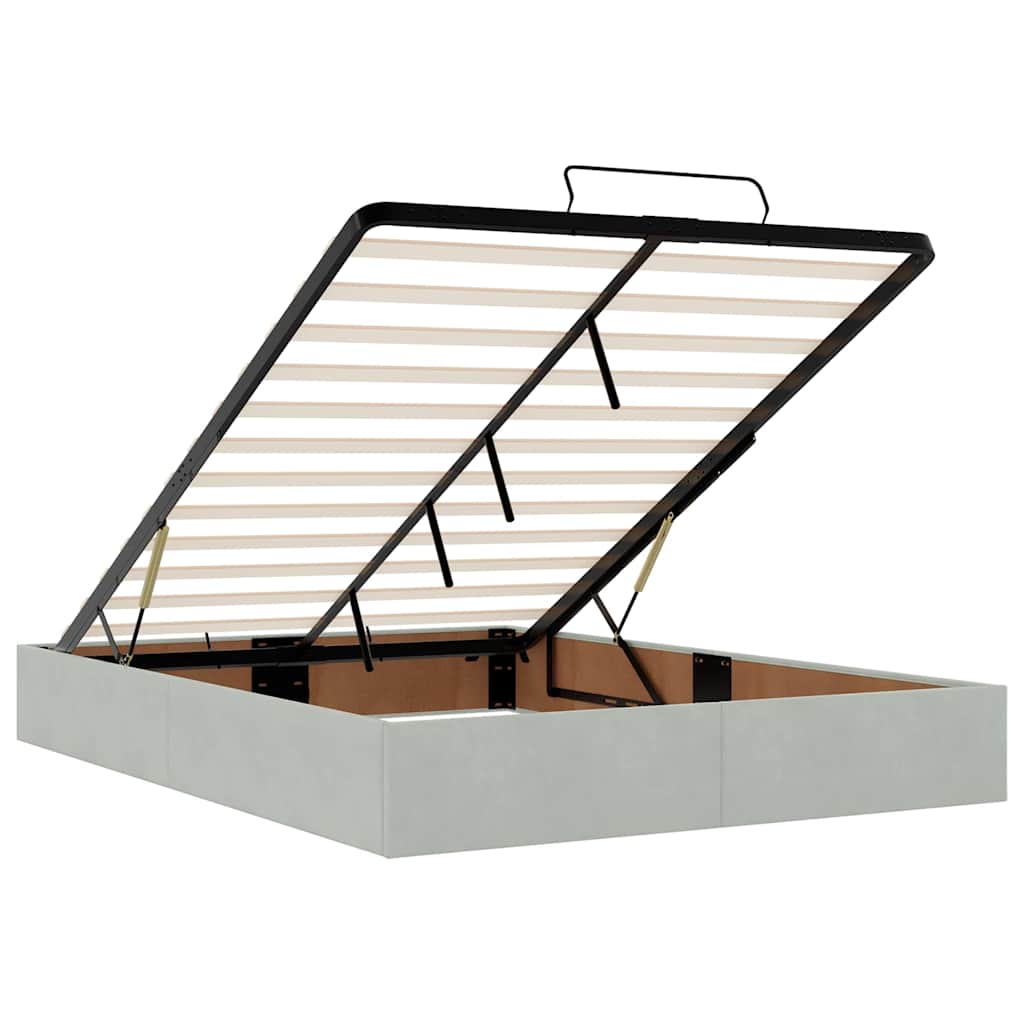 vidaXL Οθωμανικό κρεβάτι με στρώμα&LEDs Ανοιχτό γκρι 140x190cm Βελούδο