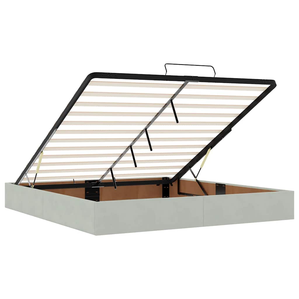 vidaXL Οθωμανικό κρεβάτι με στρώμα & LEDs Ανοιχτό γκρι Βελούδο