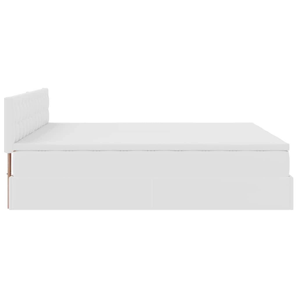 vidaXL Οθωμανικό κρεβάτι με στρώματα&LEDs Λευκό 200x200cm Faux Leather