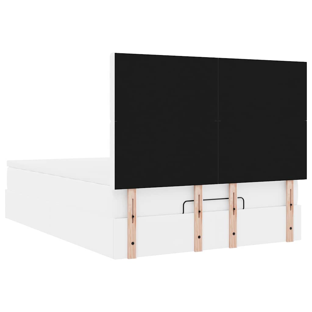 vidaXL Οθωμανικό κρεβάτι με στρώμα Λευκό 140x200cm Faux Leather