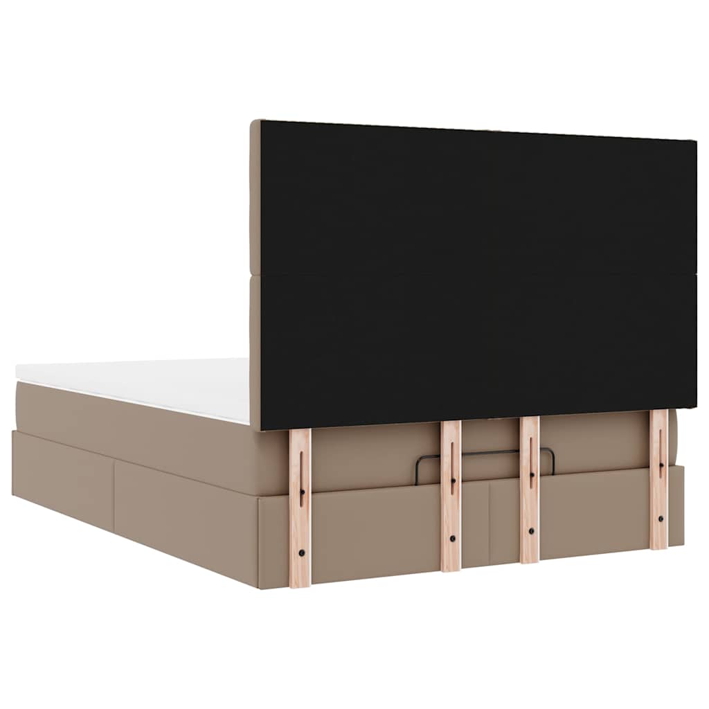 vidaXL Οθωμανικό κρεβάτι με στρώμα Cappucino 140x200cm Faux Leather