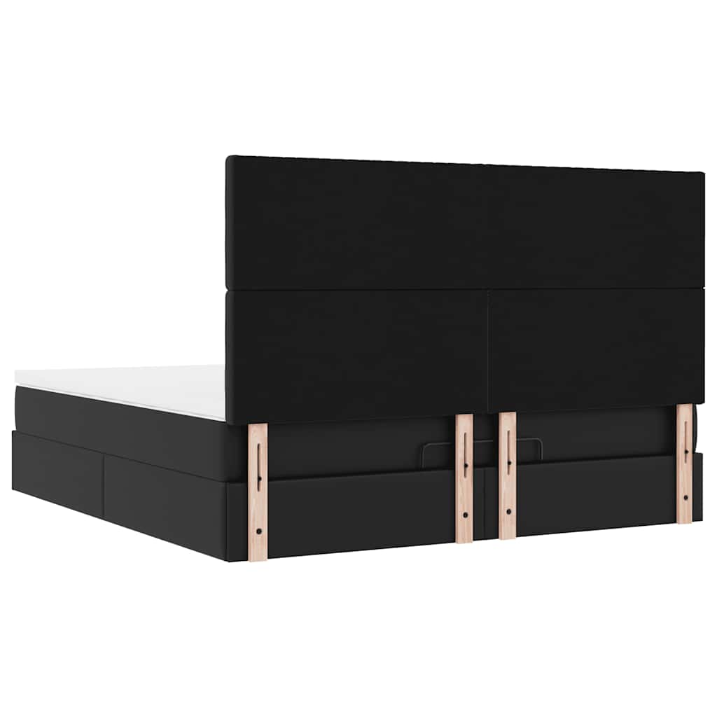vidaXL Οθωμανικό κρεβάτι με στρώμα Μαύρο 180x200cm Faux Leather