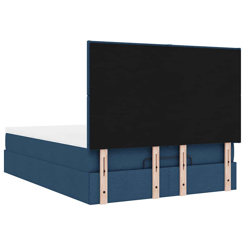 vidaXL Οθωμανικό κρεβάτι με στρώμα μπλε 140x190cm ύφασμα