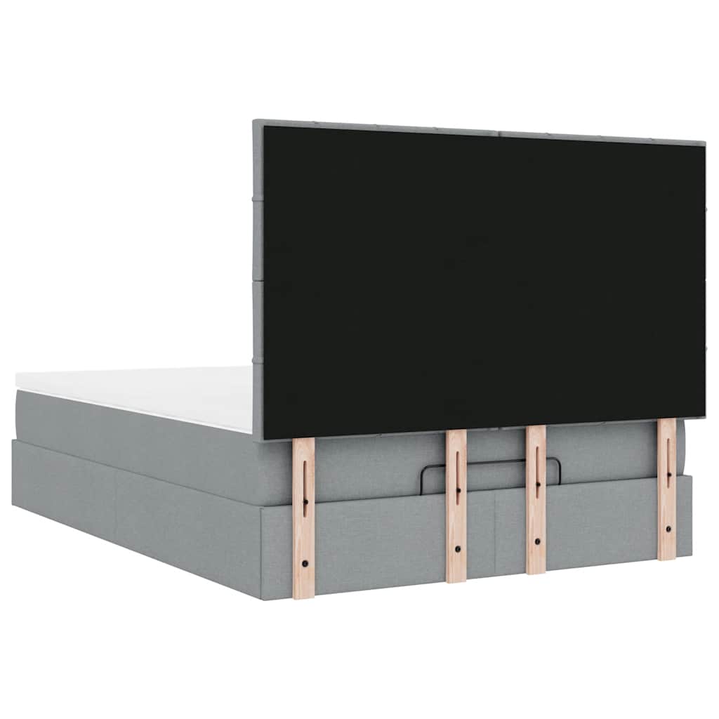 vidaXL Οθωμανικό κρεβάτι με στρώμα ανοιχτό γκρι 140x200cm ύφασμα