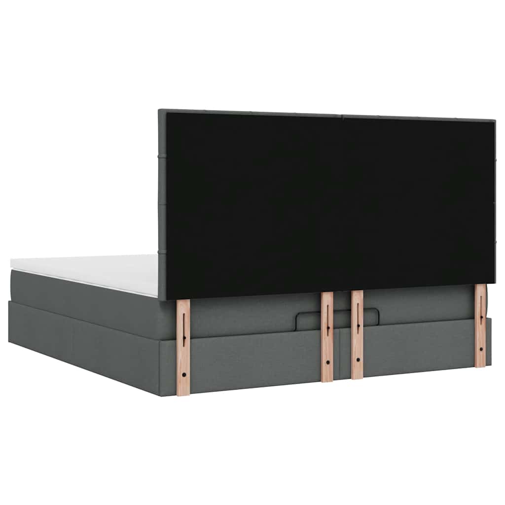 vidaXL Οθωμανικό κρεβάτι με στρώμα σκούρο γκρι 160x200cm ύφασμα