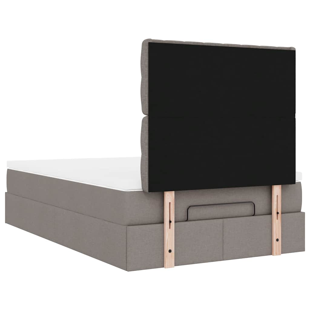 vidaXL Οθωμανικό κρεβάτι με στρώμα Taupe 120x190 cm Ύφασμα