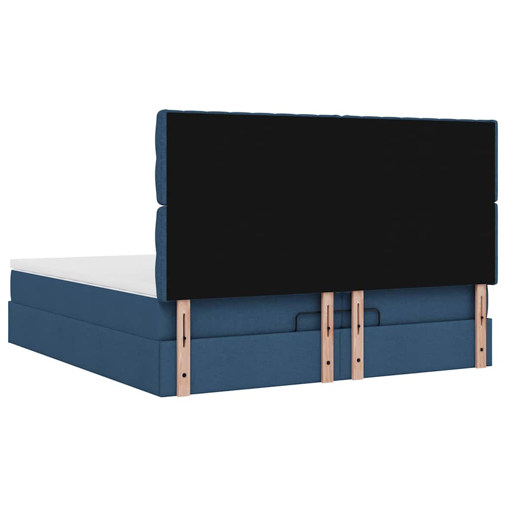 vidaXL Οθωμανικό κρεβάτι με στρώματα μπλε 200x200cm ύφασμα