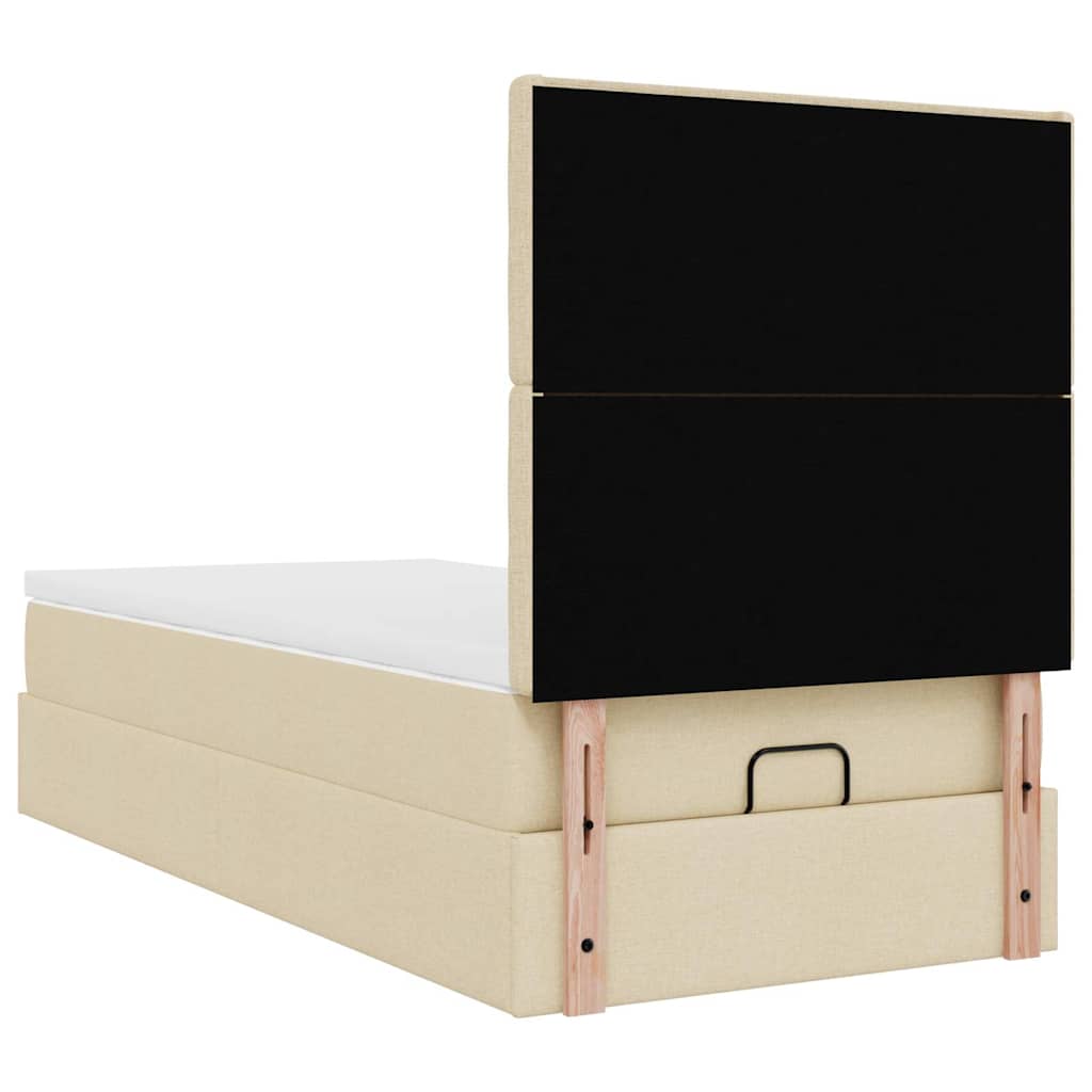 vidaXL Οθωμανικό κρεβάτι με στρώμα Cream 90x190cm ύφασμα