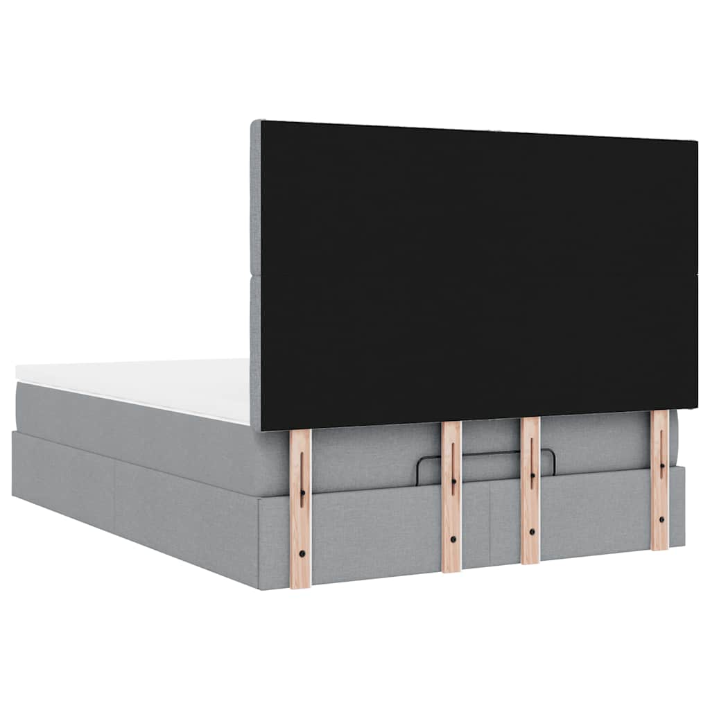 vidaXL Οθωμανικό κρεβάτι με στρώμα ανοιχτό γκρι 140x200cm ύφασμα