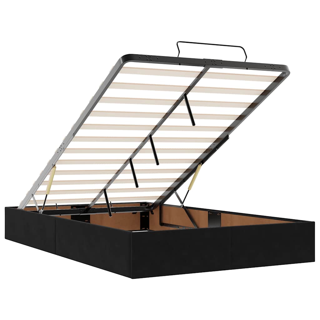 vidaXL Οθωμανικό κρεβάτι με στρώματα & LEDs Μαύρο 120x190cm Velvet