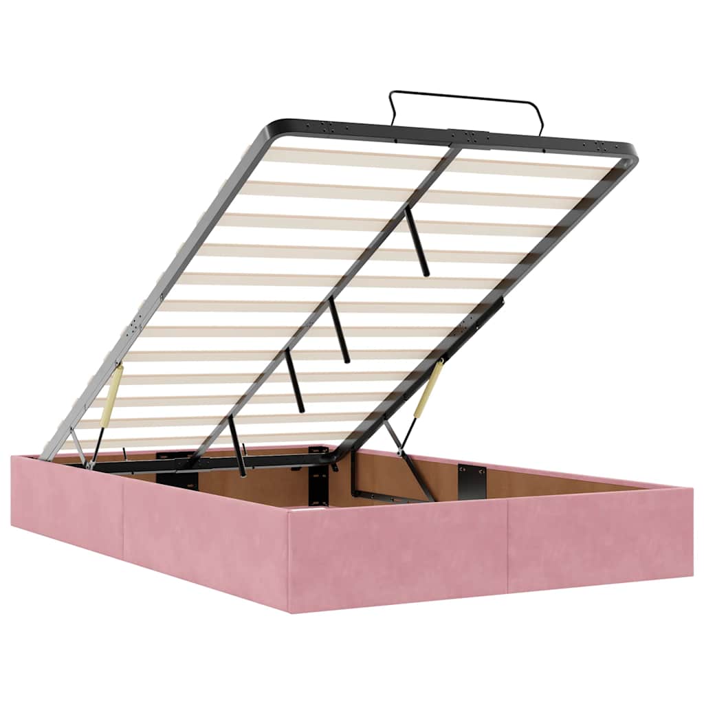 vidaXL Οθωμανικό κρεβάτι με στρώματα & LEDs Ροζ 120x190cm Velvet