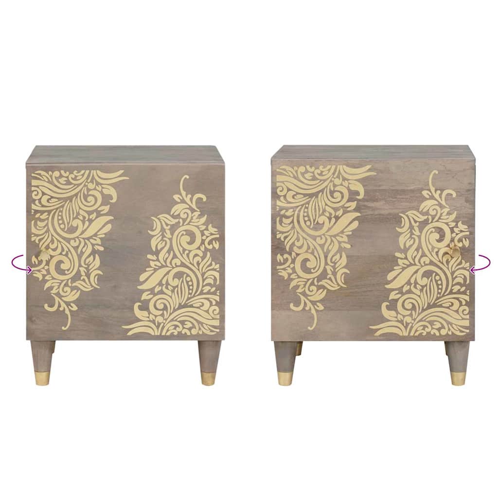 vidaXL Κομοδίνο 2 pcs Γκρι 40 x 33 x 46 εκ. Μασίφ ξύλο μάνγκο