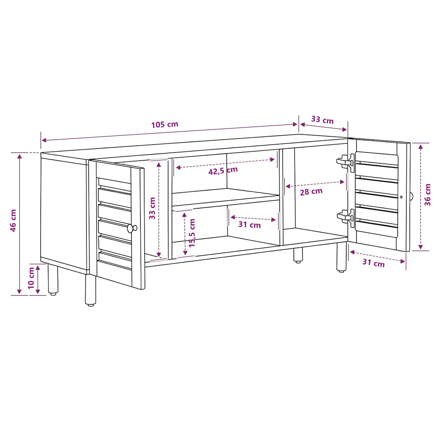 vidaXL Ντουλάπες Αποθήκευσης Φυσικό 105 x 33 x 46 εκ.