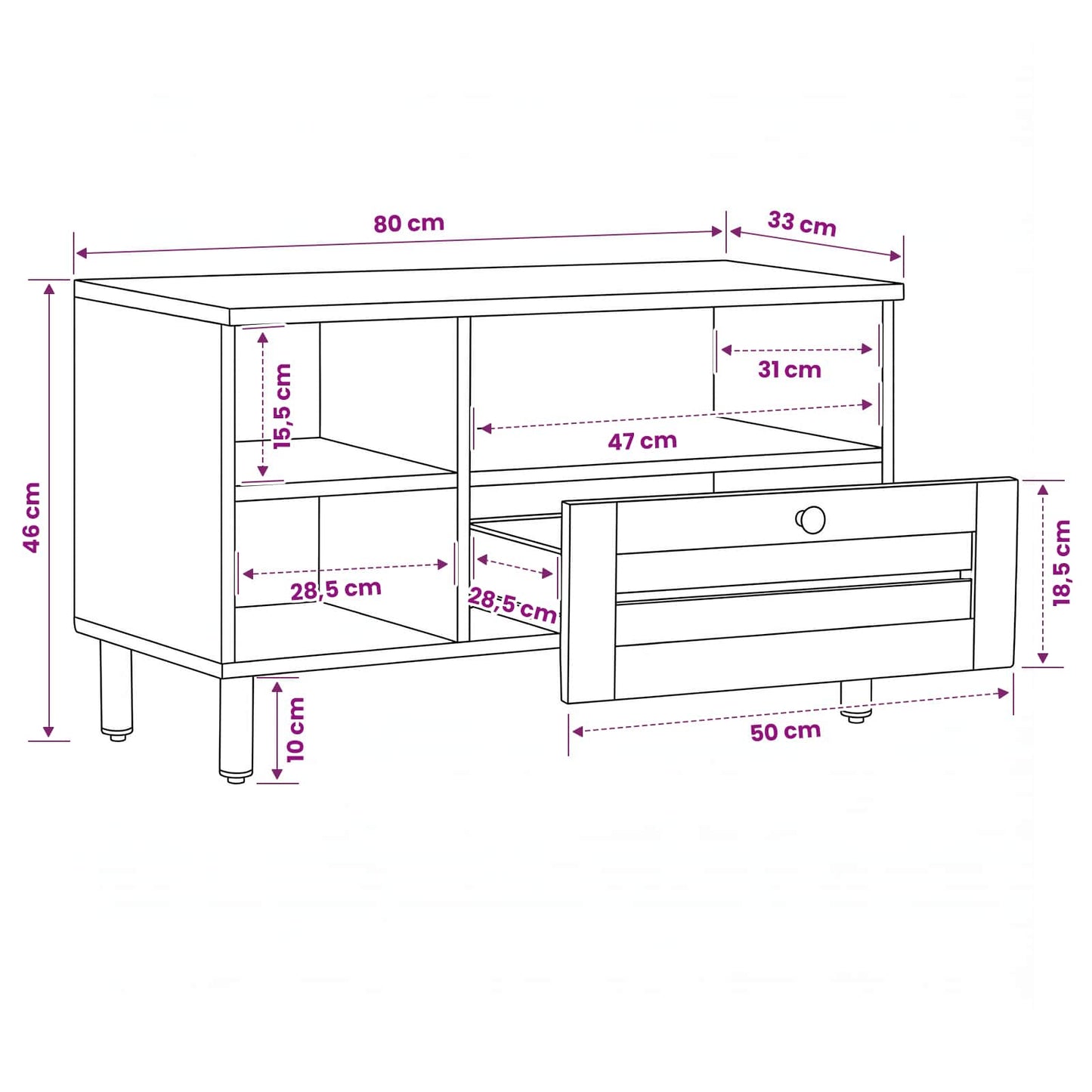 vidaXL Ντουλάπες Αποθήκευσης με συρτάρι Καφέ 80 x 33,5 x 46 εκ.
