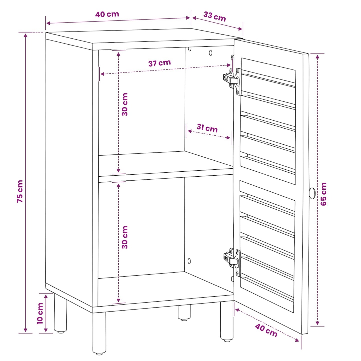 vidaXL Ντουλάπι αποθήκευσης Φυσικό 40 x 33 x 75 εκ. Στερεό ξύλο μάνγκο