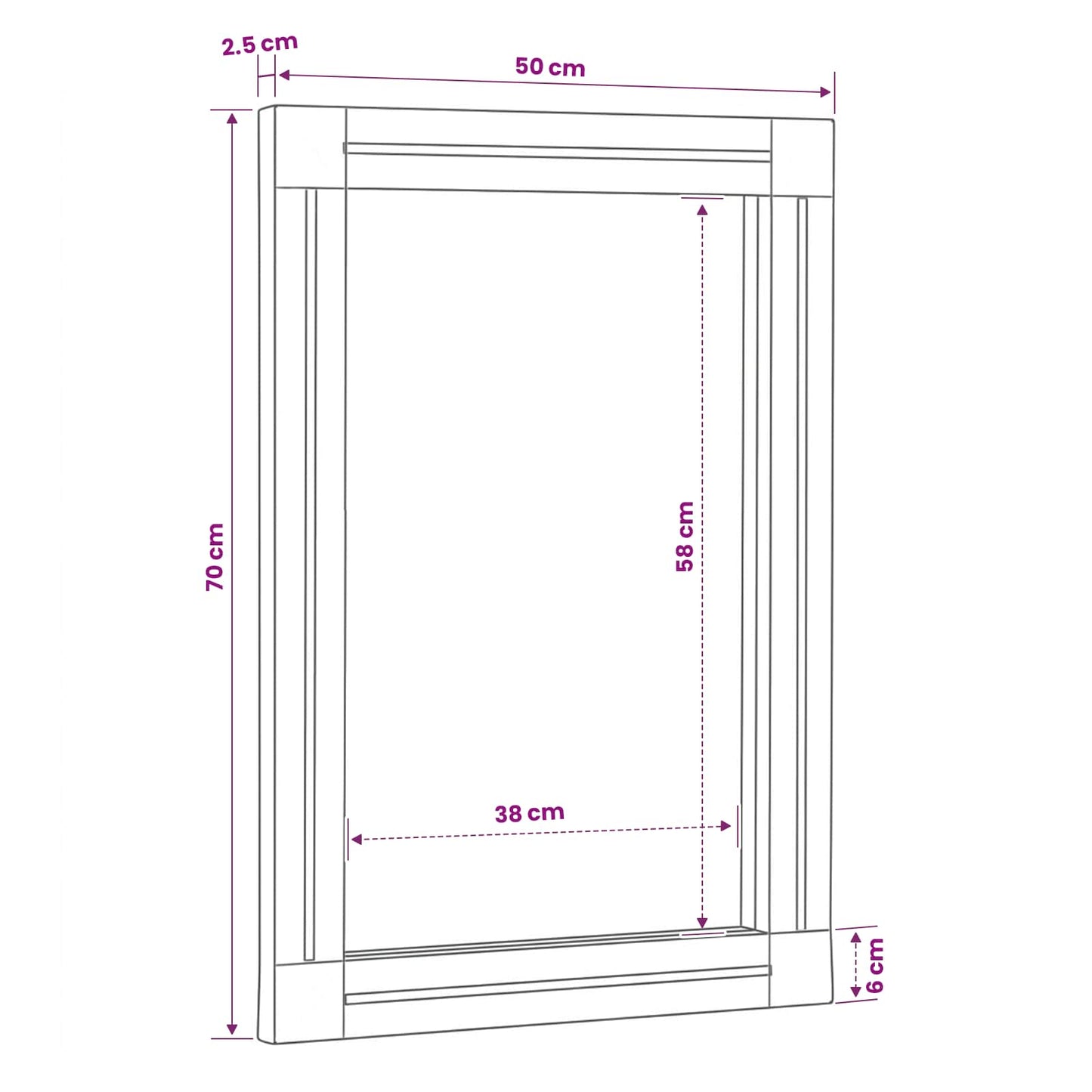 vidaXL Καθρέφτης Επιτοίχιο Καφέ και Μαύρο 70 x 50 x 3 εκ. Γυαλί