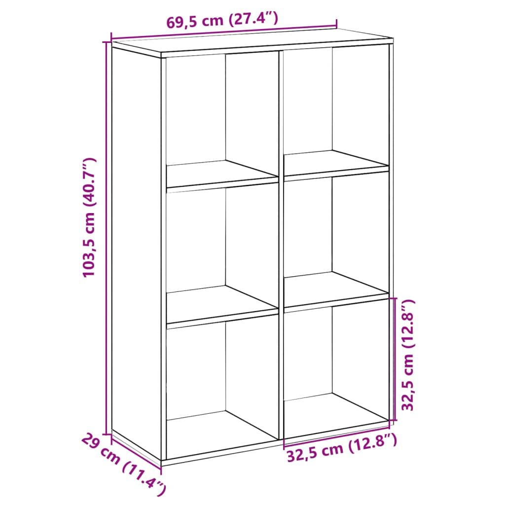 vidaXL Βιβλιοθήκη/Διαχωριστικό Χώρου Δρυς 69,5x29x103,5 εκ. Επεξ. Ξύλο