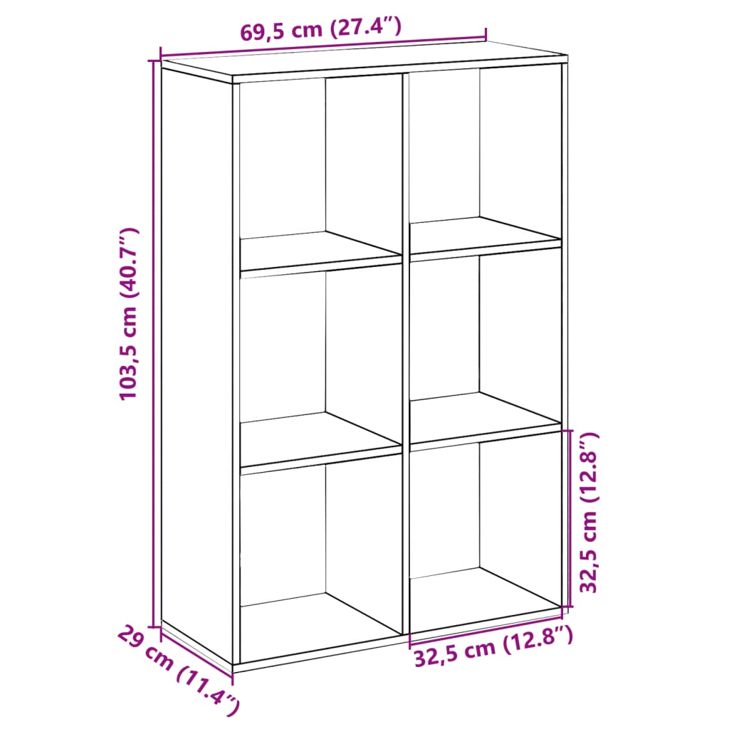vidaXL Βιβλιοθήκη/Διαχωριστικό Χώρου Δρυς 69,5x29x103,5 εκ. Επεξ. Ξύλο