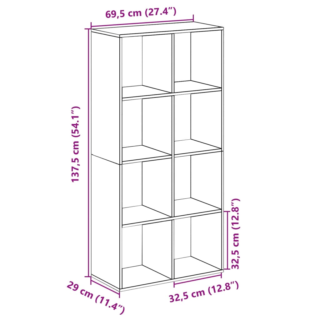 vidaXL Βιβλιοθήκη/Διαχωριστικό Χώρου Γκρι 69,5x29x137,5εκ. Επεξ. Ξύλο