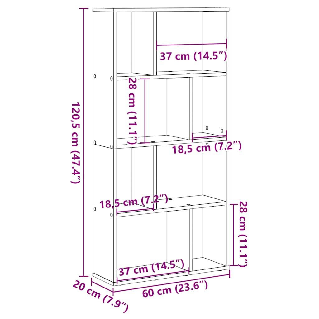 vidaXL Βιβλιοθήκη Λευκή 60x20x120,5 εκ. από Τεχνητό Ξύλο