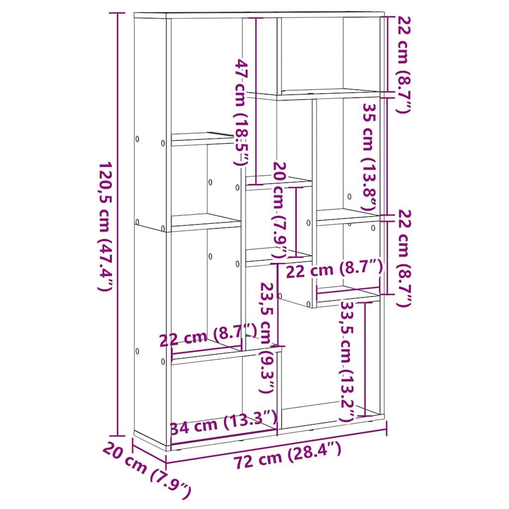 vidaXL Βιβλιοθήκη Γκρι Sonoma 72x20x120,5 εκ. από Επεξεργασμένο Ξύλο