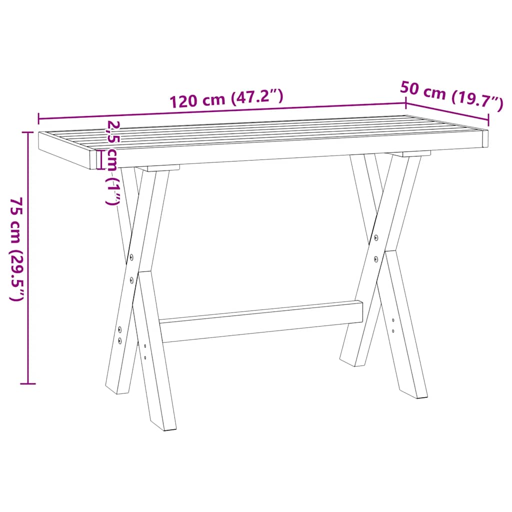 vidaXL Γραφείο NOAIN με πόδια σχήματος X 120x50x75 cm μασίφ ξύλο πεύκο
