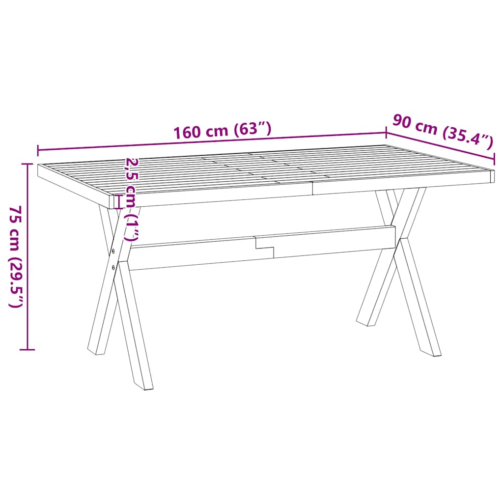 vidaXL Τραπεζαρία NOAIN με πόδια σχήματος X 160x90x75 cm