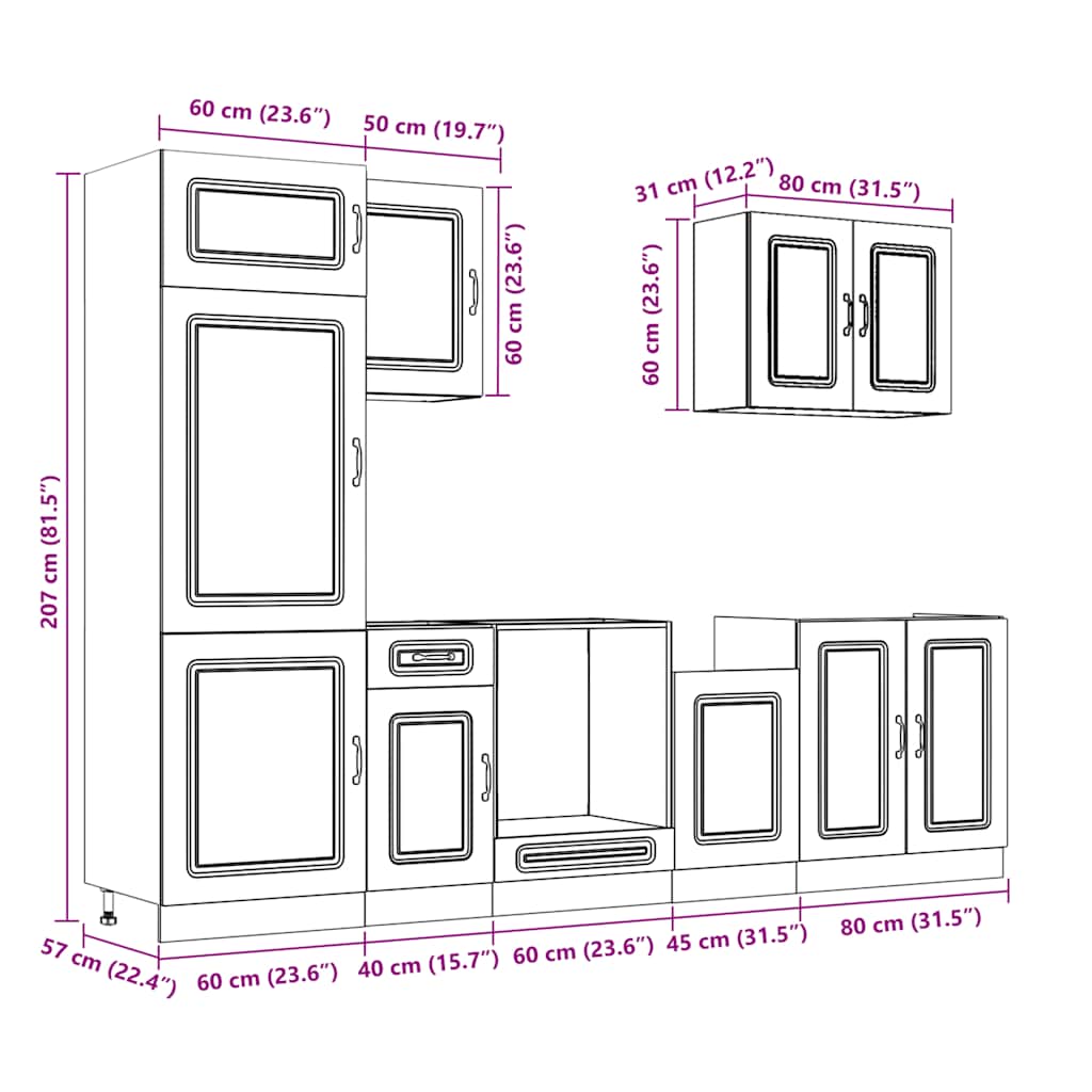 vidaXL Σετ Ντουλάπια Κουζίνας 7 Τεμαχίων Kalmar Επεξεργασμένο Ξύλο