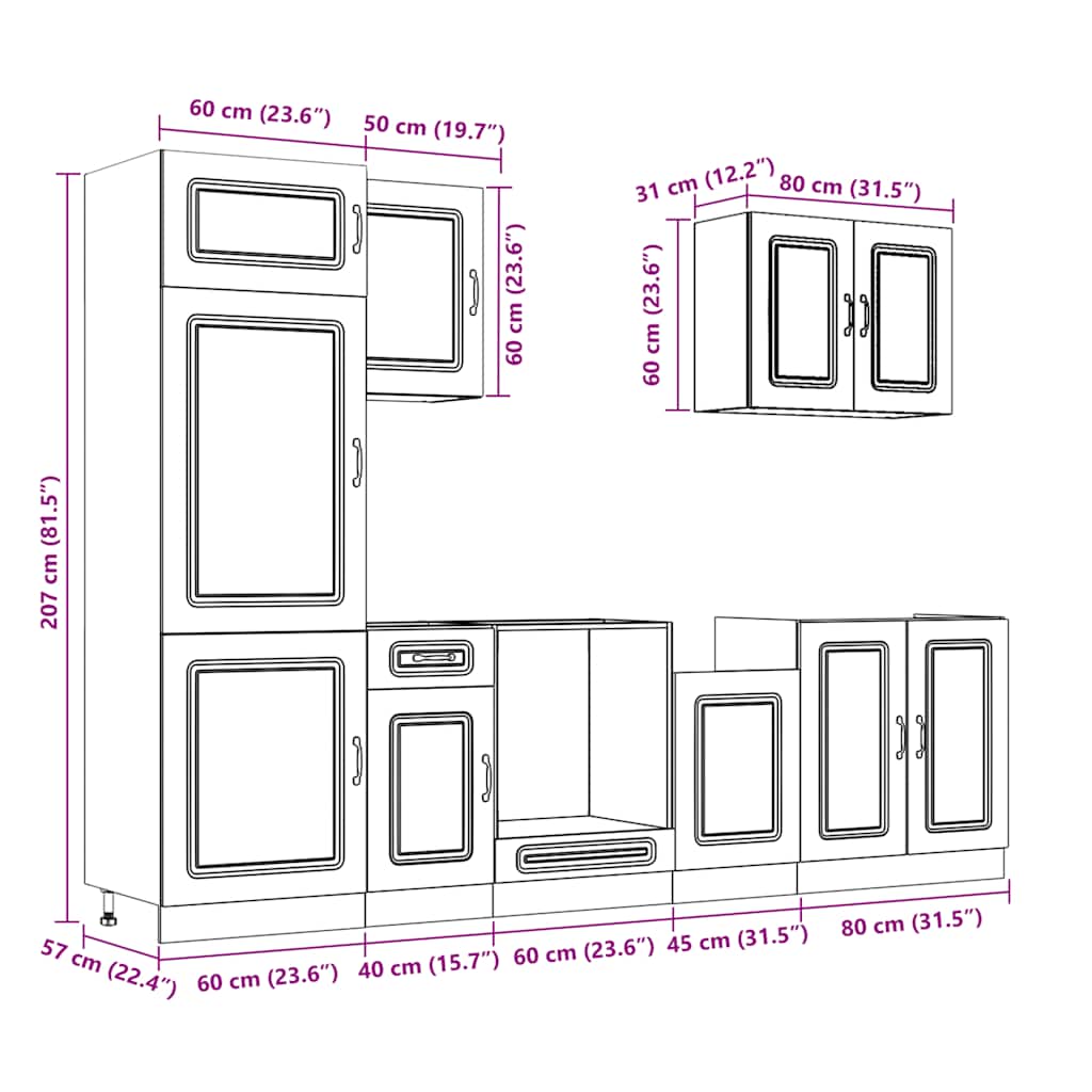 vidaXL Σετ Ντουλάπια Κουζίνας 7 Τεμαχίων Kalmar Επεξεργασμένο Ξύλο