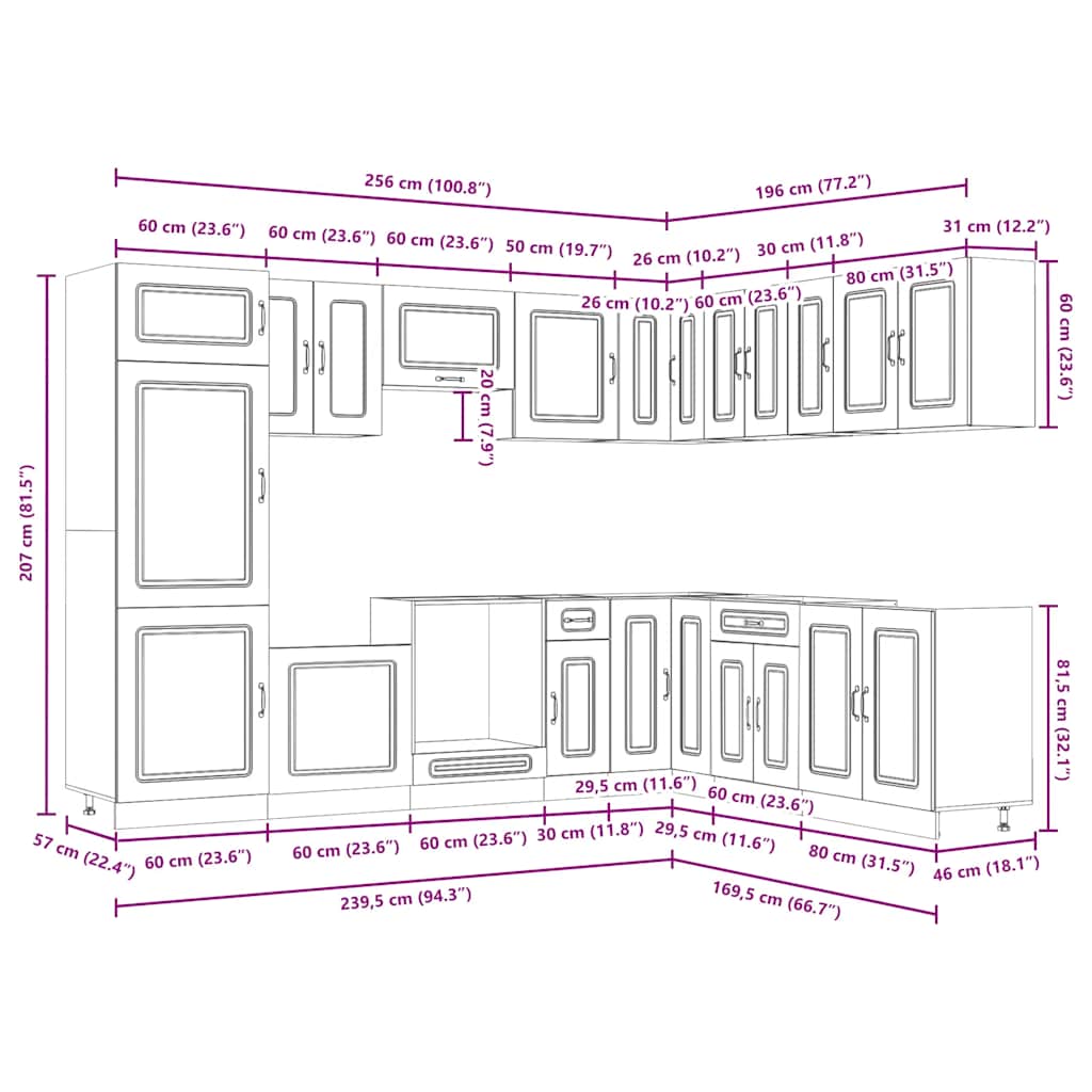 vidaXL Σετ ντουλαπιών κουζίνας 14 τεμαχίων Kalmar Λευκό μηχανικό ξύλο