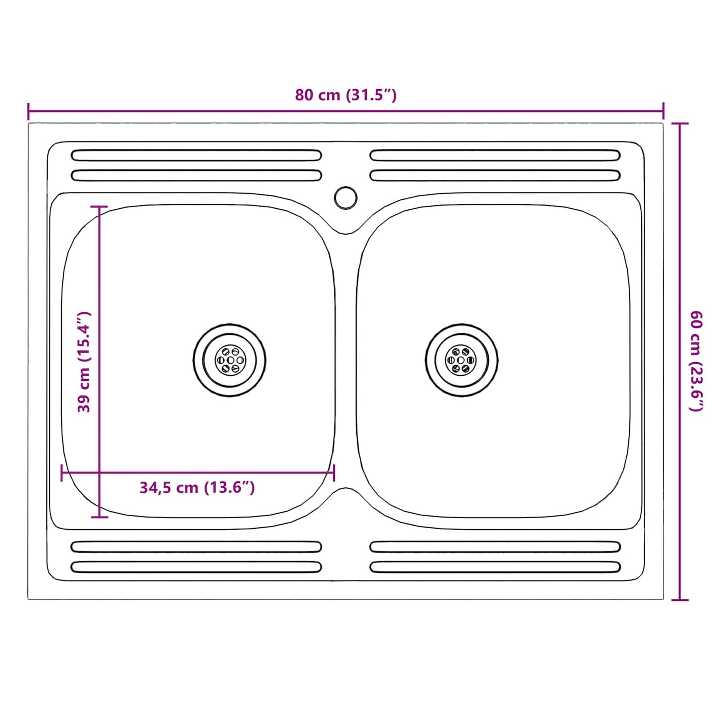 vidaXL Βάση νιπτήρα Porto 2 τεμ. Καφέ 80 x 46 x 81,5 εκ