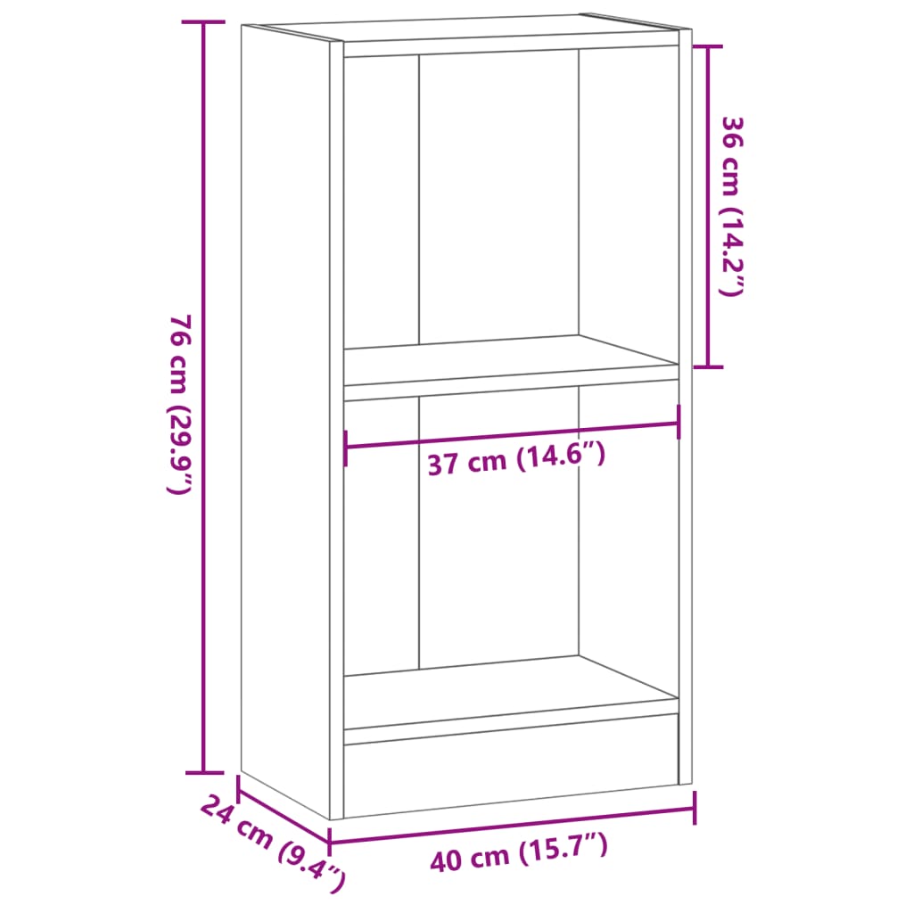 vidaXL Βιβλιοθήκη Αρτισιανή Δρυς 40x24x76 εκ. από Επεξεργασμένο Ξύλο