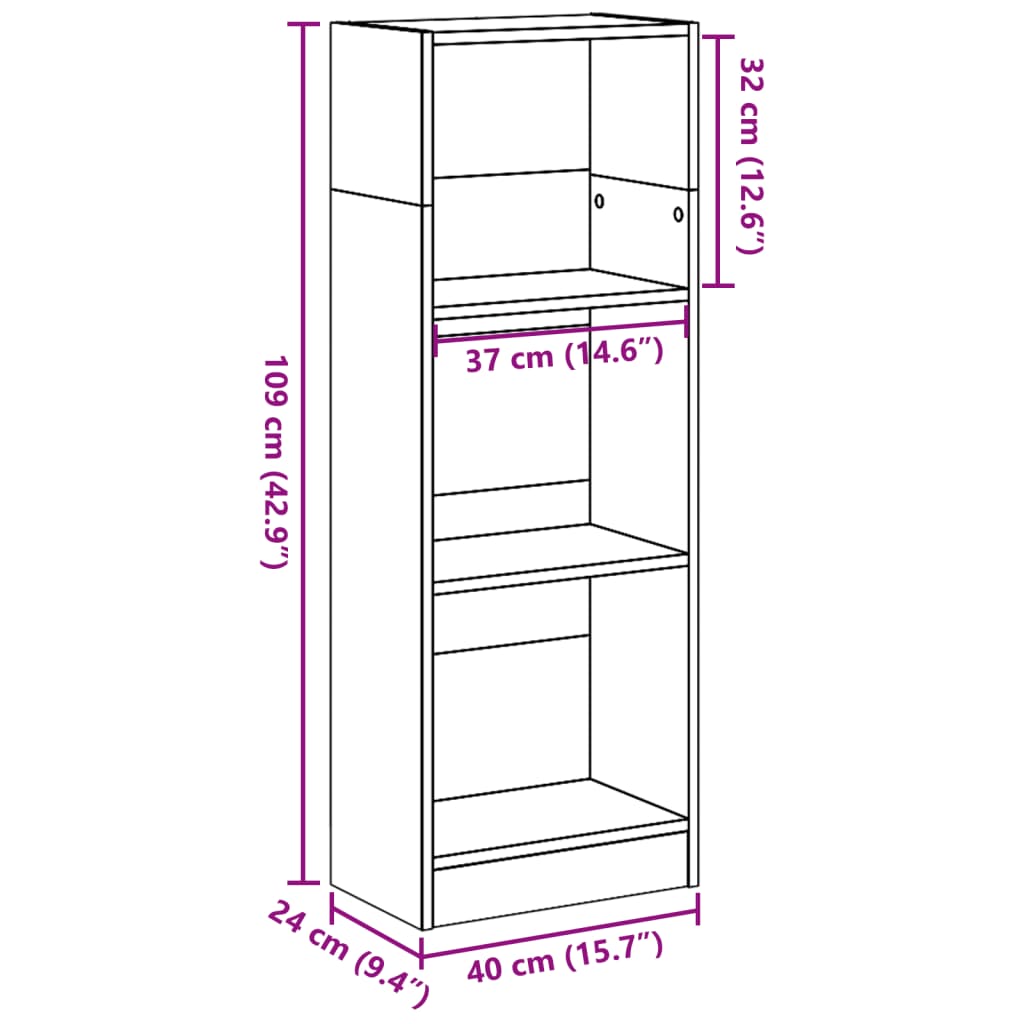 vidaXL Βιβλιοθήκη Γκρι Σκυροδέματος 40x24x109 εκ. Επεξεργ. Ξύλο