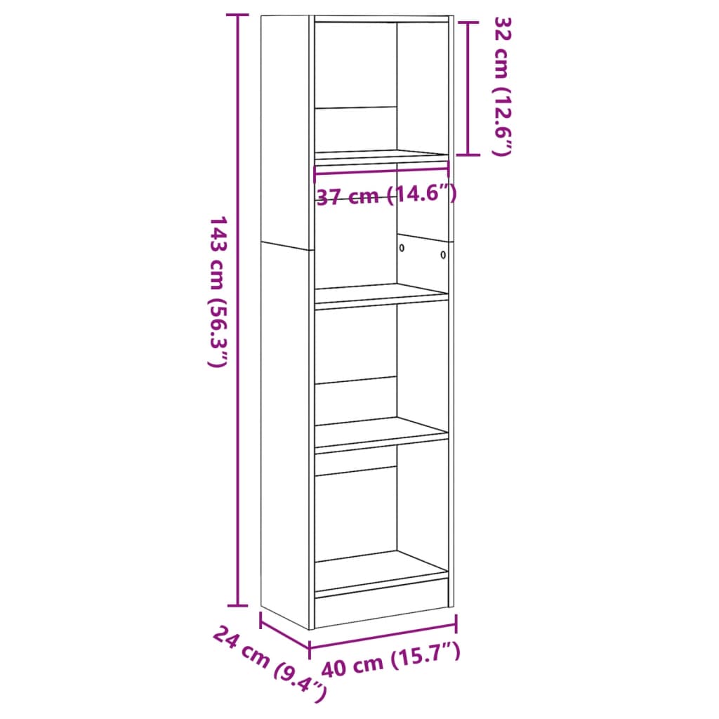 vidaXL Βιβλιοθήκη Καπνιστή Δρυς 40x24x143 εκ. από Επεξεργασμένο Ξύλο