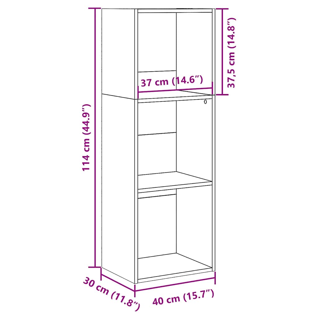 vidaXL Βιβλιοθήκη Λευκή 40x30x114 εκ. από Επεξεργασμένο Ξύλο