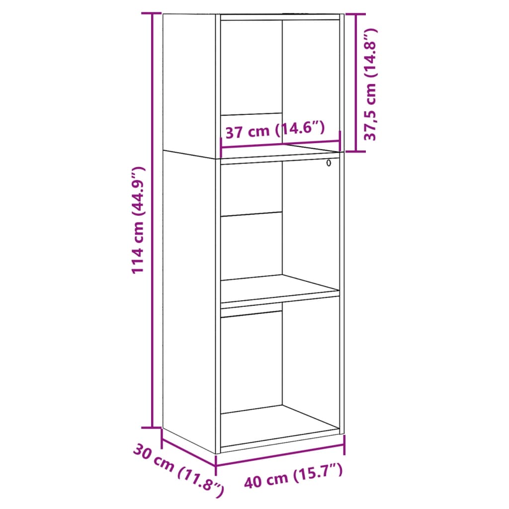 vidaXL Βιβλιοθήκη Sonoma Δρυς 40x30x114 εκ. από Επεξεργασμένο Ξύλο