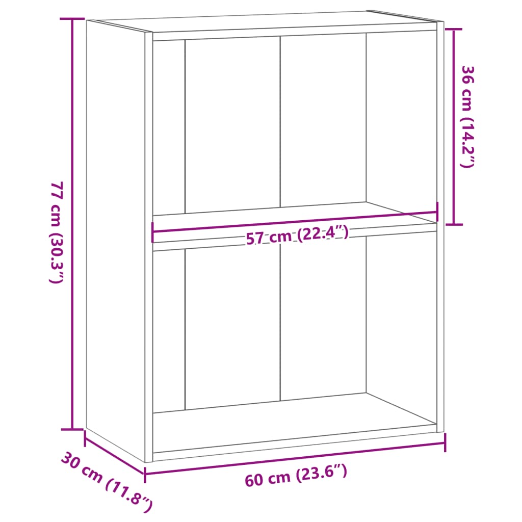 vidaXL Βιβλιοθήκη Αρτισιανή Δρυς 60x30x77 εκ. από Επεξεργασμένο Ξύλο