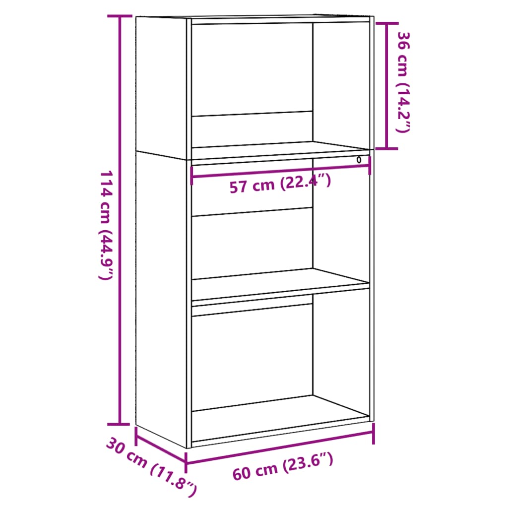 vidaXL Βιβλιοθήκη Λευκή 60x30x114 εκ. από Επεξεργασμένο Ξύλο