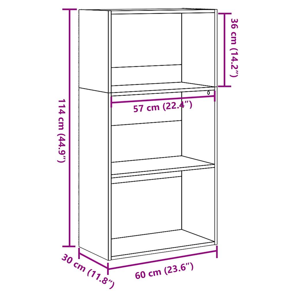vidaXL Βιβλιοθήκη Sonoma Δρυς 60x30x114 εκ. από Επεξεργασμένο Ξύλο