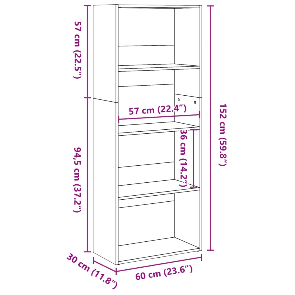 vidaXL Βιβλιοθήκη Sonoma Δρυς 60x30x152 εκ. από Επεξεργασμένο Ξύλο