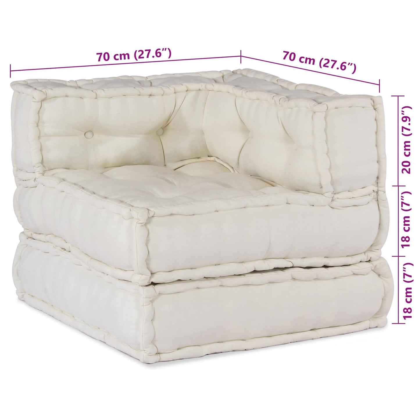 vidaXL Μονάδα Μοντέρνου Καναπέ Ύφασμα Κρεμ 210 x 140 x 56 εκ.