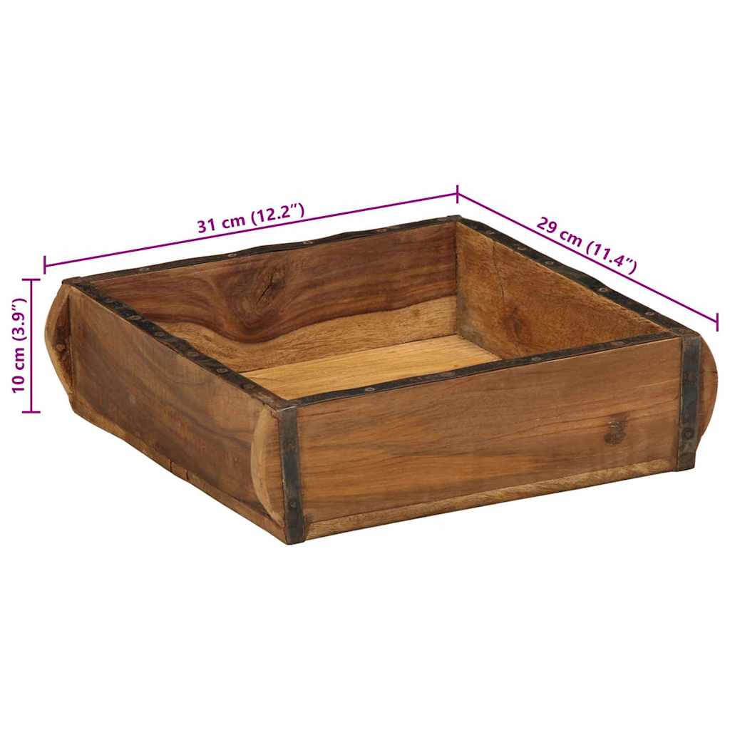 vidaXL Δίσκος 4 pcs Καφέ 29 x 31 x 10 εκ Στερεό Ανακτηθέν Ξύλο