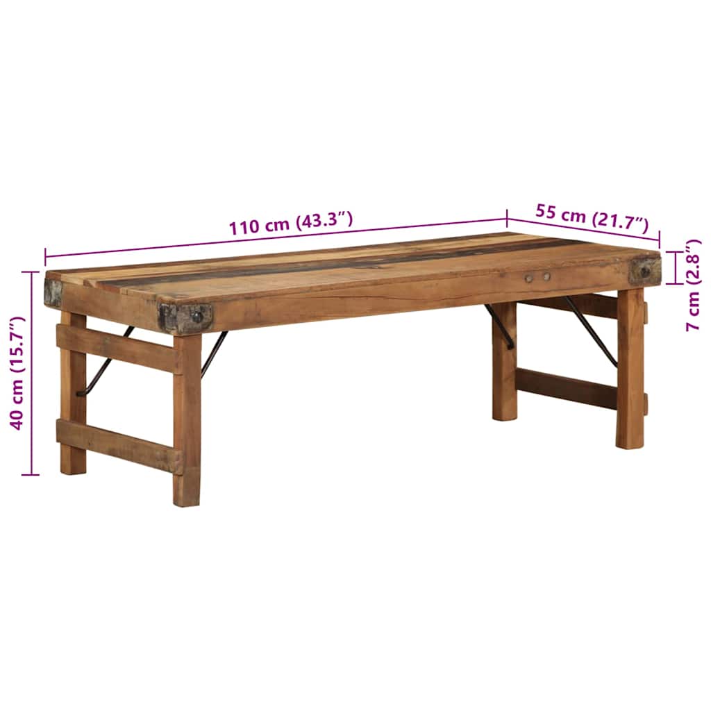 vidaXL Τραπεζάκι σαλονιού Καφέ 110 x 55 x 40 cm Στερεό Ανακτηθέν Ξύλο