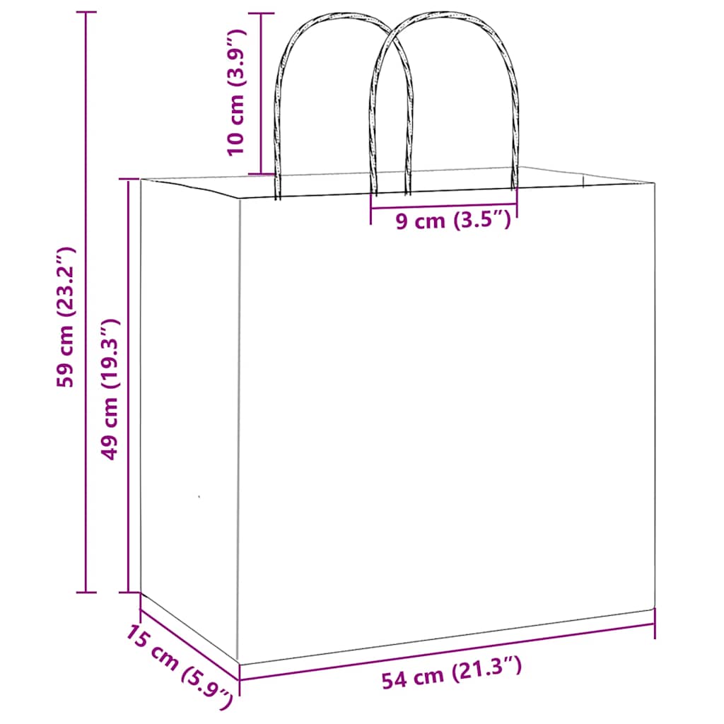 vidaXL Χάρτινες σακούλες 250 τεμάχια με χερούλια Ροζ 54x15x49 εκ.